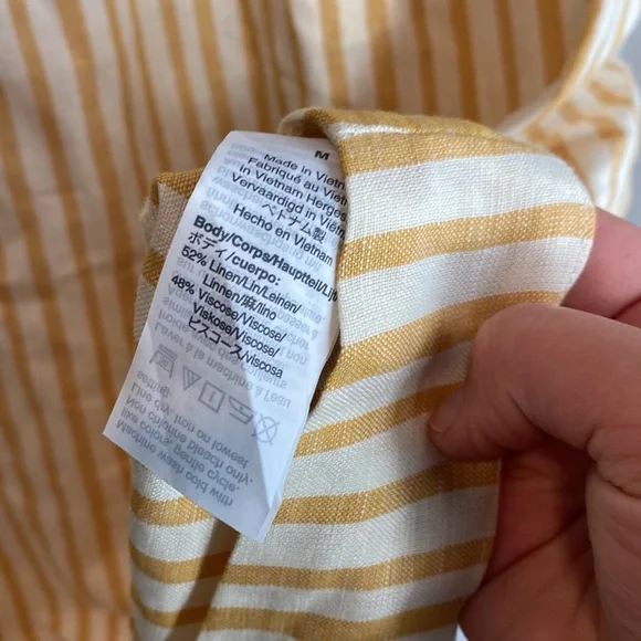 Madewell smocked waist striped linen blend midi skirt - Picture 4 of 5